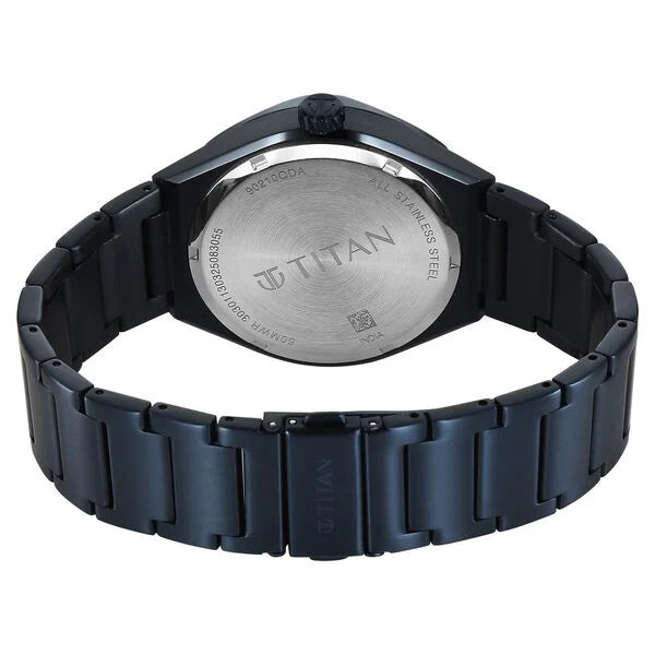 Titan Contour Analog Men's watch with Small Second and Blue Dial and Blue Stainless Steel Strap, 90210QM01