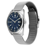 Titan Tonneau Analog Men's Watch with Date and Blue Dial Mesh and Stainless Steel Strap, 90211SM01