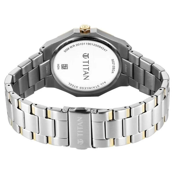 Titan Regalia Men's Analog Watch Silver Dial With Two Toned Stainless Steel Band , 90212BM01