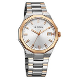 Titan Regalia Men's Analog Watch Silver Dial With Two Toned Stainless Steel Band , 90212KM01