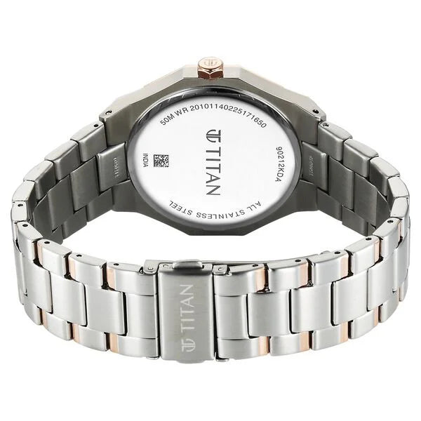 Titan Regalia Men's Analog Watch Silver Dial With Two Toned Stainless Steel Band , 90212KM01