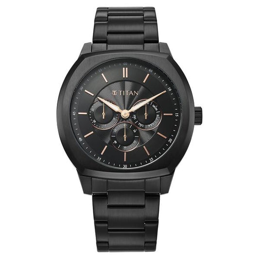 Titan, Men, Analog, Watch, Black Dial, Stainless steel Strap, 90213NM01
