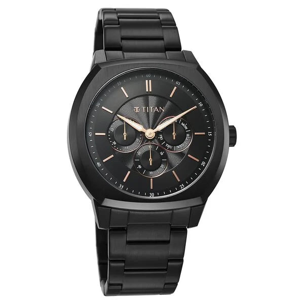 Titan Regalia Men's Analog Watch Black Dial With Black Stainless Steel Band , 90213NM01