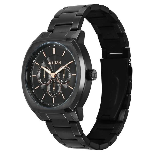 Titan Regalia Men's Analog Watch Black Dial With Black Stainless Steel Band , 90213NM01