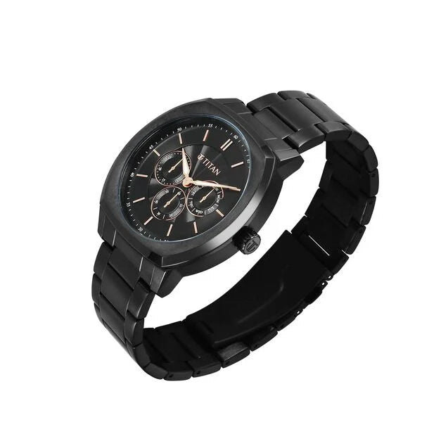 Titan Regalia Men's Analog Watch Black Dial With Black Stainless Steel Band , 90213NM01