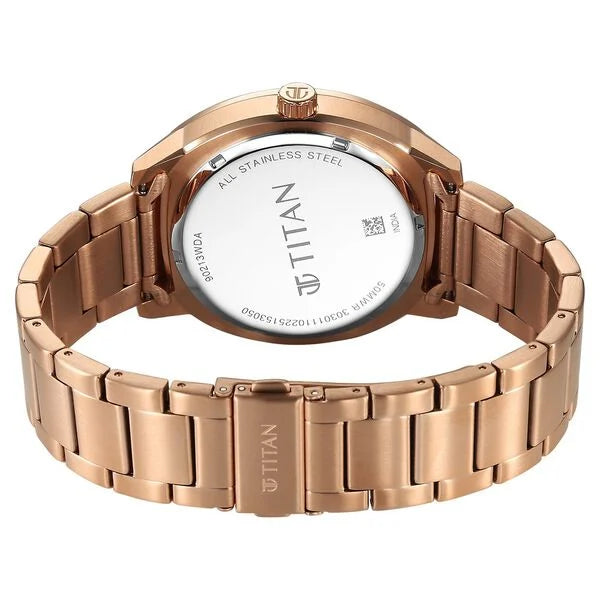 Titan Regalia Men's Analog Watch Silver Dial With Rose Gold Stainless Steel Band , 90213WM01