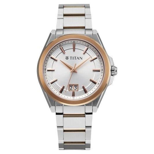 Titan, Men's, Analog Watch, Silver Dial, with Stainless Steel Band, TI-90219KM01