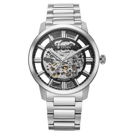 Titan, Men's, Analog Watch, Black Dial, with Stainless Steel Band, TI-90220SM01
