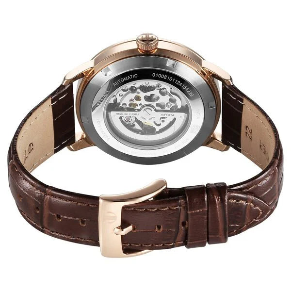 Titan Phoenix Skeletal Men's Automatic Analog with Gun Dial Brown Leather Strap Watch 90223WL01
