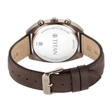Titan Men's Multifunction Watch Brown Dial with Brown Leather Band, TI-90234QL01