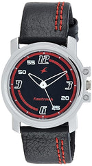 Fastrack Men’s Watch Analog, Black Dial Black Leather Strap, 3039SL06