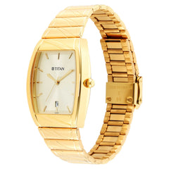 Titan Men's Watch Champagne Dial Gold Stainless Steel  Strap Watch, 9315YM05