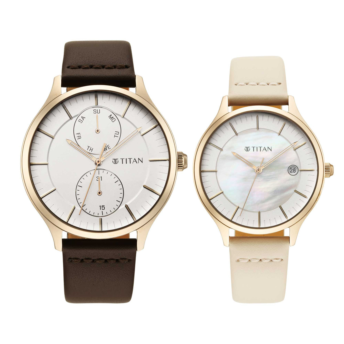 Titan Bandhan Couples Watch, Black Dial Multi Leather Strap, 9400WL01P