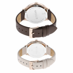 Titan Bandhan Couples Watch, Black Dial Multi Leather Strap, 9400WL01P