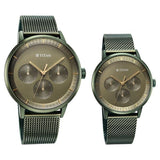 Titan Bandhan Multifunction Couple Watch Analog Green Dial with Green Mesh Band, 9400QM02P