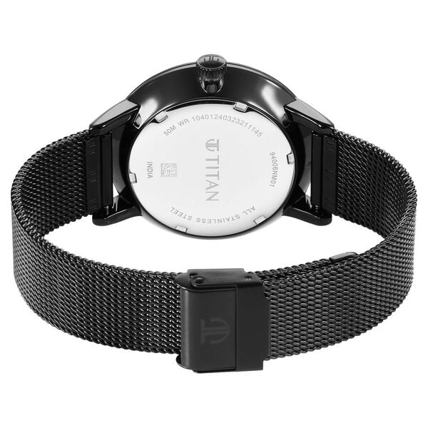 Titan Modern Classics Men's Multifunction Watch Black Dial with Black Mesh Band, 94006NM01