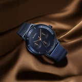 Titan Modern Classics Men's Multifunction Watch Blue Dial with Blue Mesh Band, 94006QM04