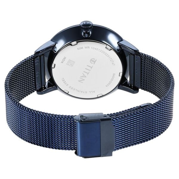 Titan Modern Classics Men's Multifunction Watch Blue Dial with Blue Mesh Band, 94006QM04