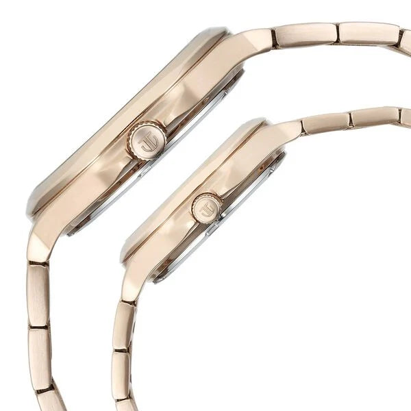 Titan Bandhan Couple Watch Analog with Sun - Moon Silver Dial & Rose Gold Stainless Steel Band, 94009WM01P