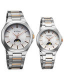 Titan Bandhan Couple Watch Analog Sun-Moon Silver Dial Two Toned Stainless Steel Band, 94009KM01P