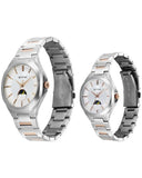 Titan Bandhan Couple Watch Analog Sun-Moon Silver Dial Two Toned Stainless Steel Band, 94009KM01P