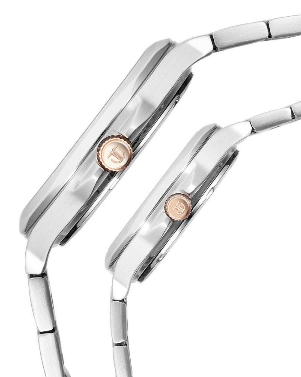 Titan Bandhan Couple Watch Analog Sun-Moon Silver Dial Two Toned Stainless Steel Band, 94009KM01P