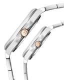 Titan Bandhan Couple Watch Analog Sun-Moon Silver Dial Two Toned Stainless Steel Band, 94009KM01P