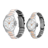 Titan Bandhan Couple Watch Silver Dial with Two-Toned Stainless Steel Band, 94010KM01P