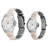 Titan Bandhan Couple Watch Silver Dial with Two-Toned Stainless Steel Band, 94010KM01P