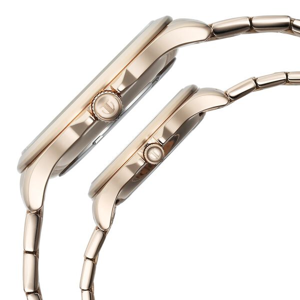 Titan Bandhan Couple Watch Analog with Silver Dial Rose Gold Stainless Steel Band, 94011WM01P
