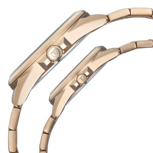 Titan Modern Pair Unisex Quartz Analog Couple Watch Set, Rose Gold11 Dial, Gold Stainless Steel Strap - product image 2