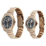 Titan Modern Pair Unisex Quartz Analog Couple Watch Set, Anthracite Dial, Gold Stainless Steel Strap - product image 1