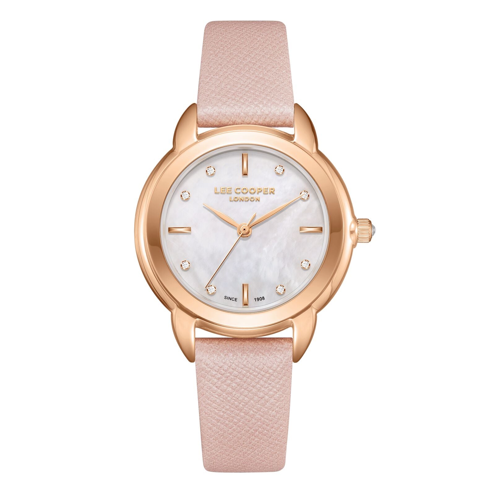 Lee Cooper Women's Watch Analog Mother of Pearl Dial with Pink Leather Strap, LC08025.420