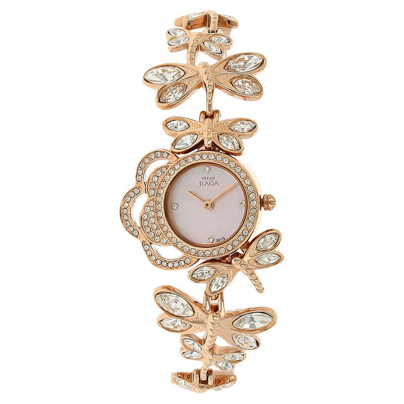 Titan Raga Women's Watch Analog Mother of Pearl Dial With Rose Gold Metal, 95011WM02