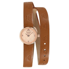 Titan Raga X Masaba Women's Watch Analog Rose Gold Dial With Brown Leather Strap, 95075WL01