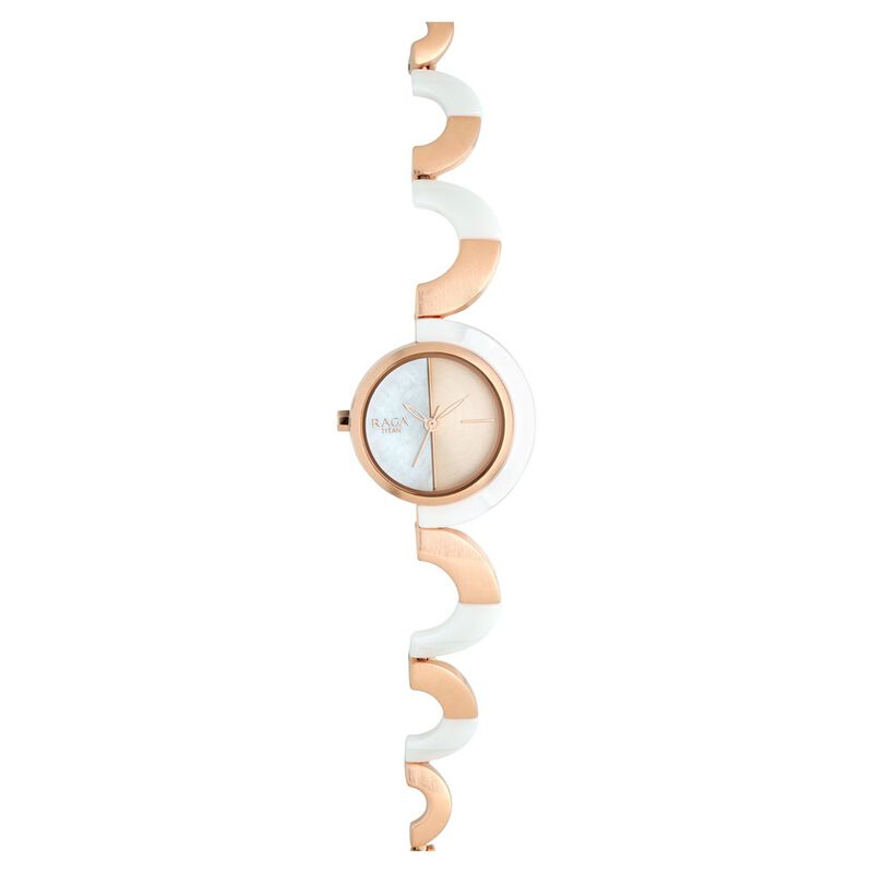 Titan Raga Facets Women's Watch Analog Mother of Pearl Dial With Rose Gold Stainless Steel Band, 95115KD01