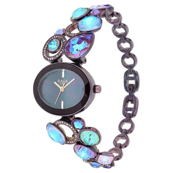 Titan Raga Moments Of Joy Quartz Analog Women's watch with Mother of Pearl Dial and Maroon Metal Strap, 95126QM01