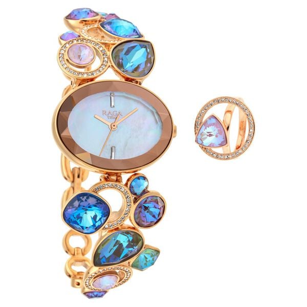 Titan Raga Moments Of Joy Women's Analog Watch Mother of Pearl Dial With Gold Stainless Steel Band, 95126WM01
