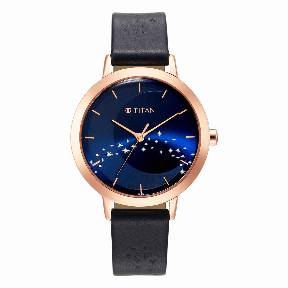 Titan Engrave Analog Women's Watch, Blue Dial Leather Strap, 95133WL02