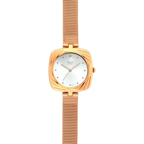 Titan Raga Moments Of Joy Women's Watch Analog Silver Dial With Stainless Steel  Band, 95139KM01