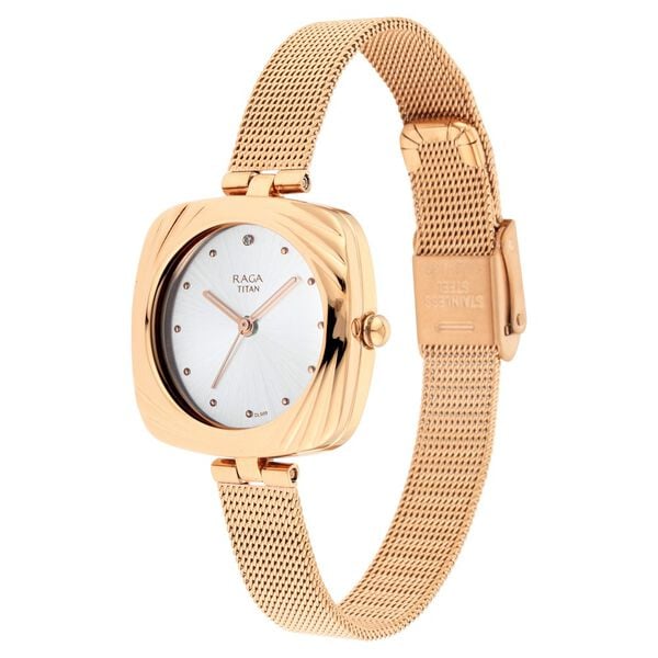 Titan Raga Moments Of Joy Women's Watch Analog Silver Dial With Stainless Steel  Band, 95139KM01