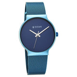 Titan Slimline Women's Watch Analog Blue Dial with Blue Mesh Band, 95141QM01