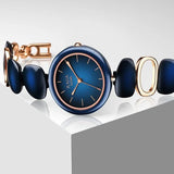 Titan Raga Ceramics Women's Watch Analog Blue Dial With Blue Metal Band, 95146KD01