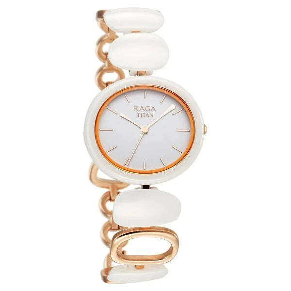 Titan Raga Ceramics Women's Watch Analog White Dial With White Ceramic Band, 95146KD05