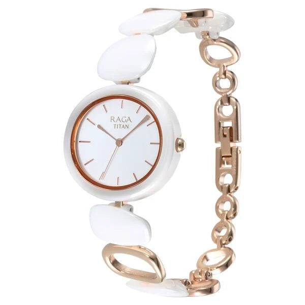 Titan Raga Ceramics Women's Watch Analog White Dial With White Ceramic Band, 95146KD05