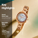 Titan Raga Women's Analog Watch Mother Of Pearl Dial With Rose Gold Stainless Steel Band, 95150WM01
