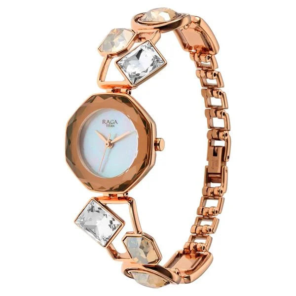 Titan Raga Love All Women's Watch Analog Mother Of Pearl Dial With Rose Gold Stainless Steel  Band, 95151WM01