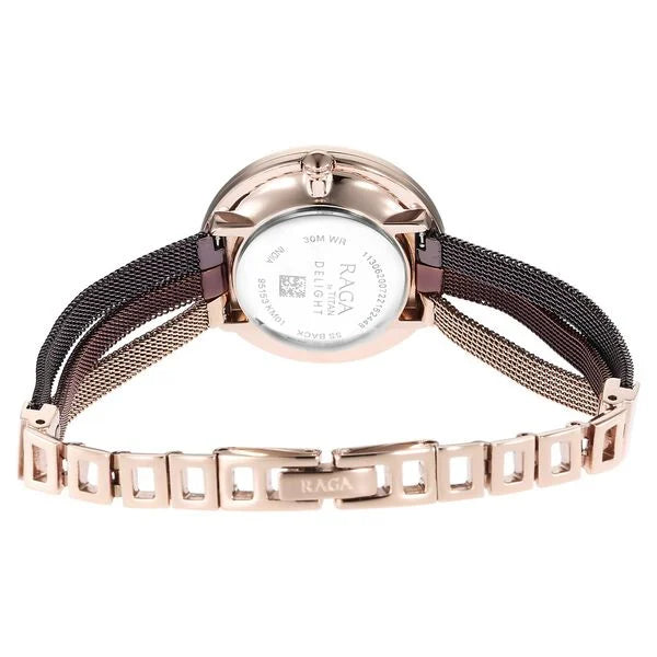 Titan Raga Delight Women's Watch Rose Gold Dial With Rose Gold Stainless Steel Band, 95153KM01