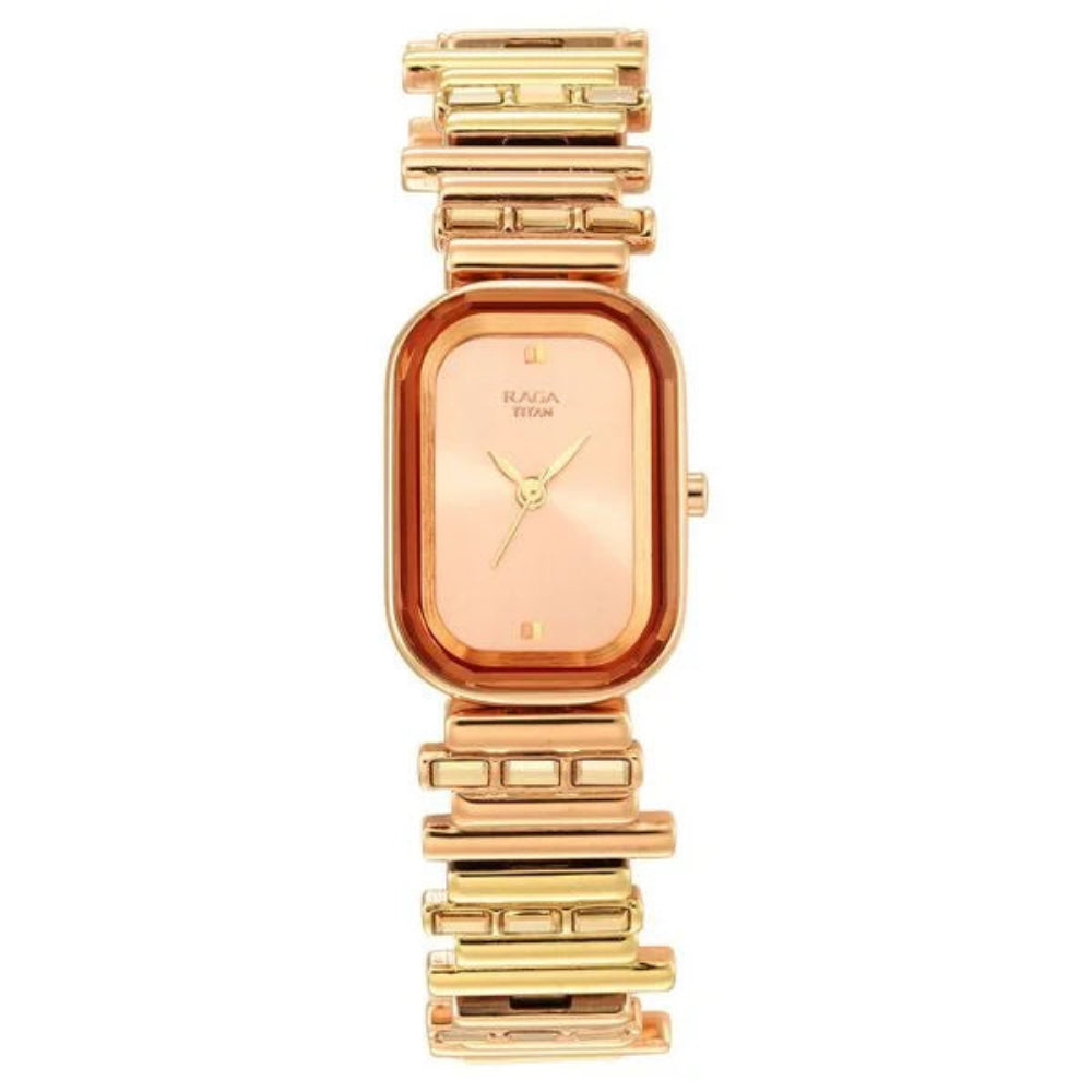 Titan Raga Love All Analog Women's Watch with Rose Gold Dial and Metal Strap, 95154KM01