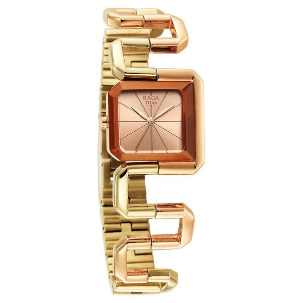 Titan Raga Delight Women's Watch Rose Gold Dial With Stainless Steel Band, 95155KM01